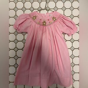 Petit Ami Pink Smocked Girls Dress with Bunny Appliqués size 24 months